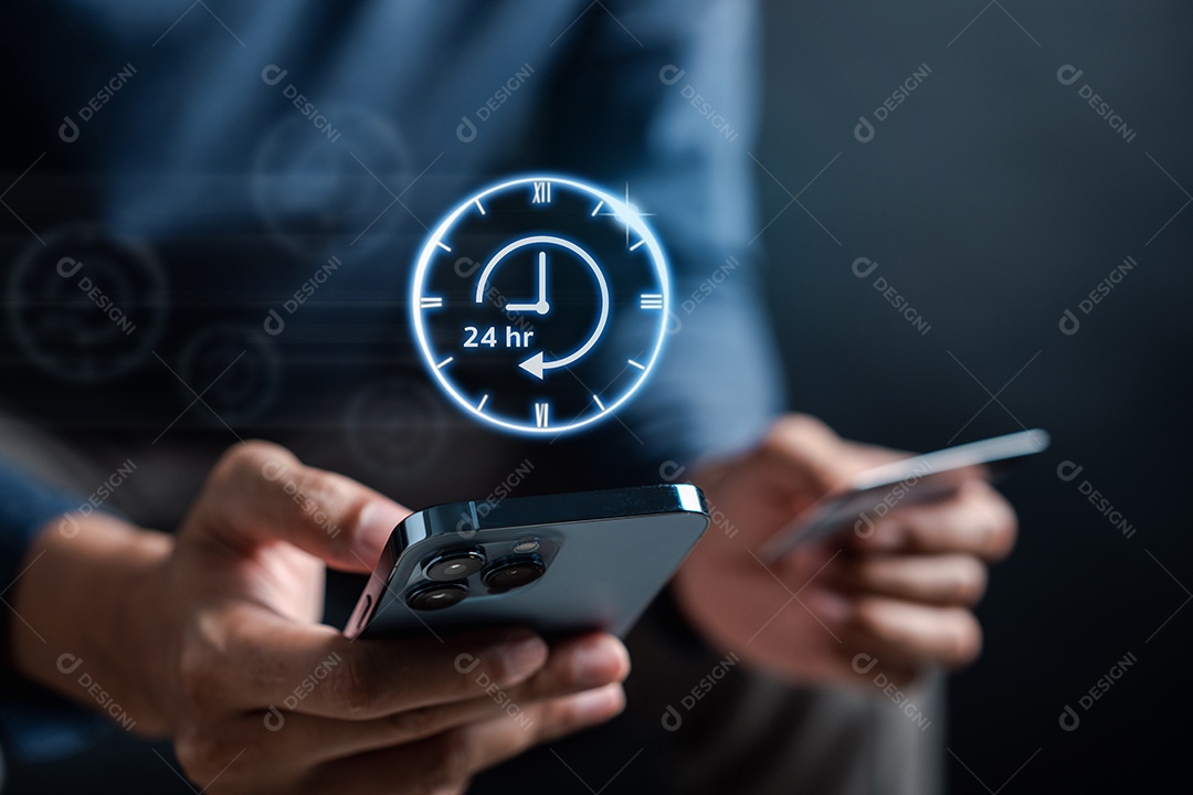 Serviço sem escalas 24 horas conceito de loja online.