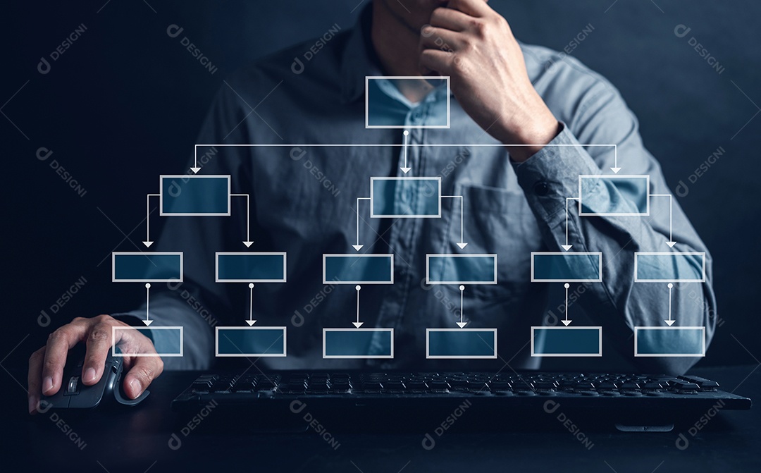 Fluxo de trabalho de gerenciamento de processo de planejamento de empresário.