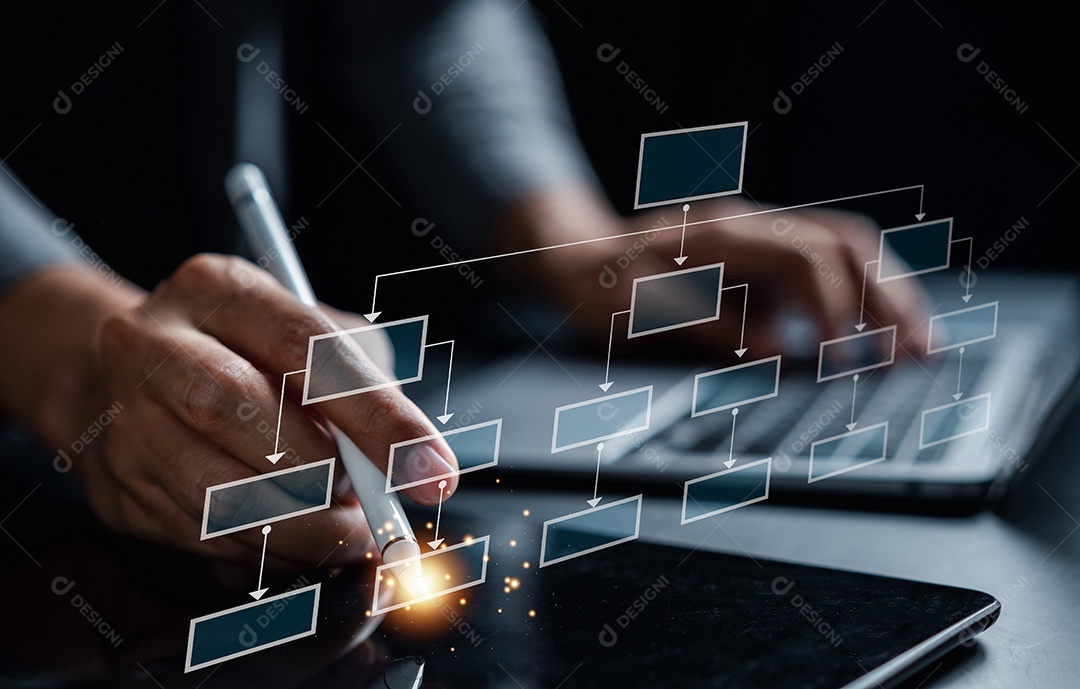 Fluxo de trabalho de gerenciamento de processo de planejamento de empresário.