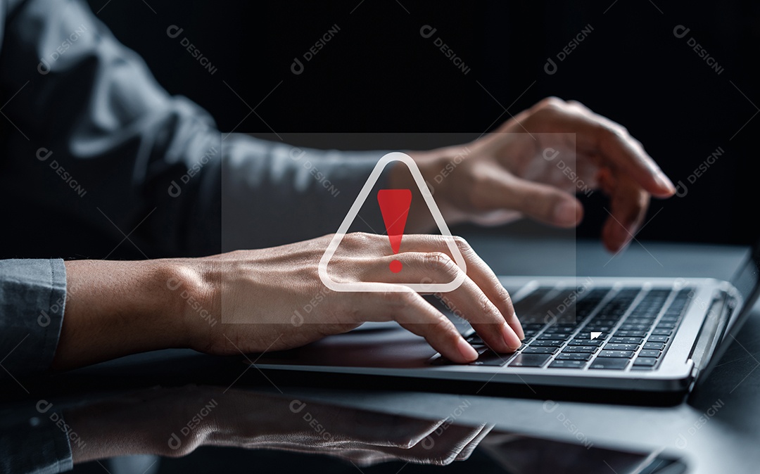 Sinal de advertência do sistema para erro de notificação e conceito de manutenção.