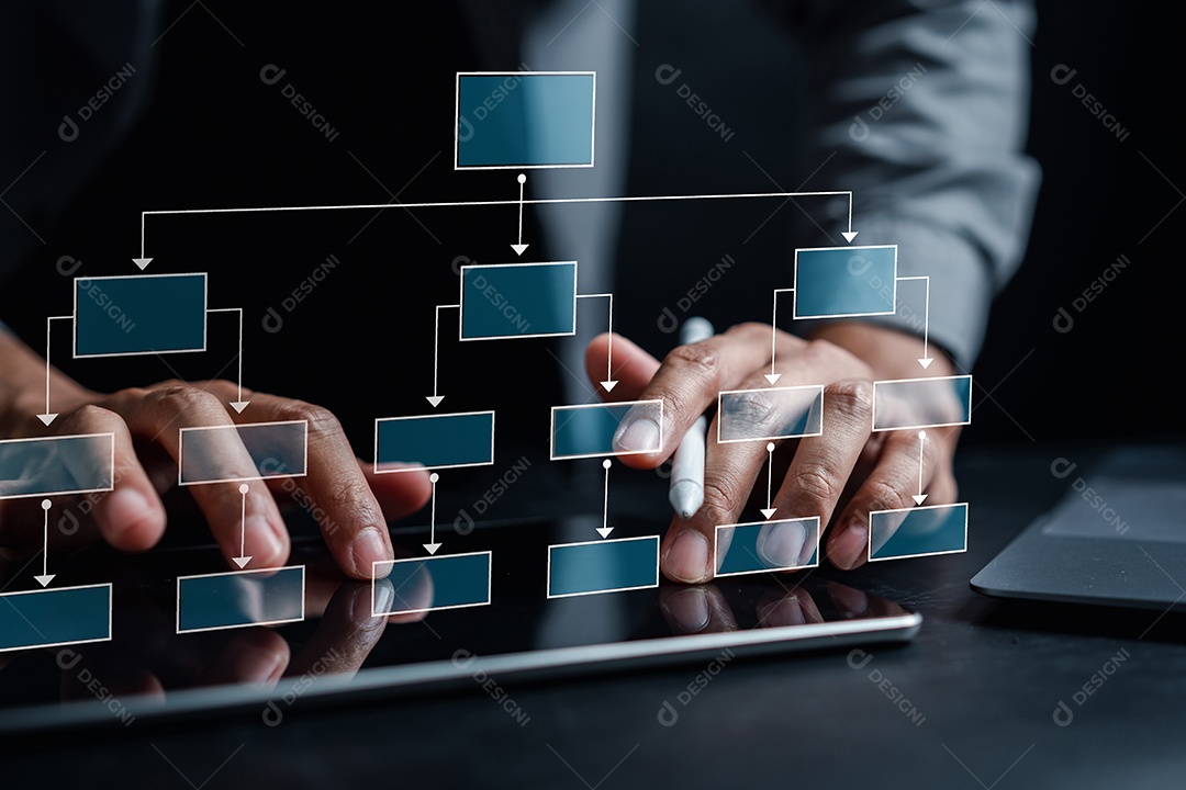 Fluxo de trabalho de gerenciamento de processo de planejamento de empresário.