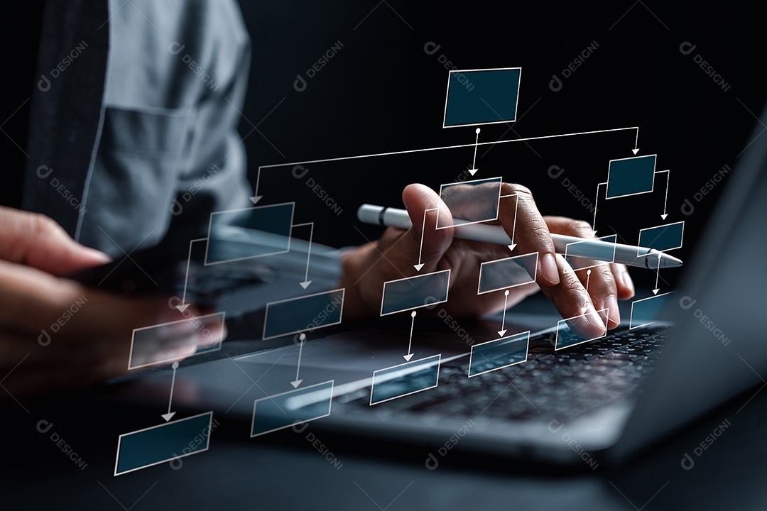 Fluxo de trabalho de gerenciamento de processo de planejamento de empresário.