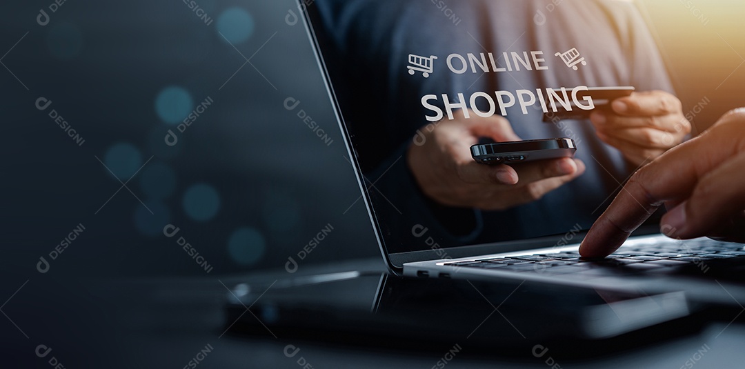 Conceito de pagamento on-line de compras.