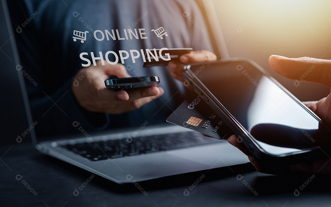 Conceito de pagamento on-line de compras.