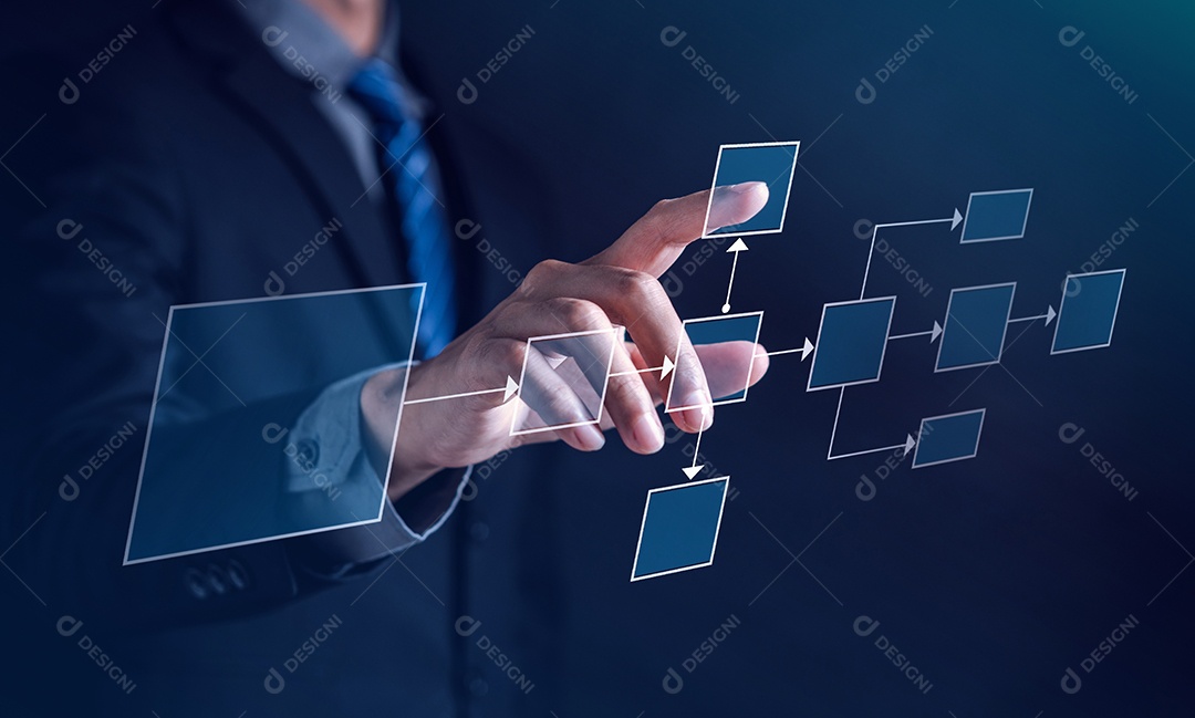 Fluxo de trabalho de gerenciamento de processo de planejamento de empresário.
