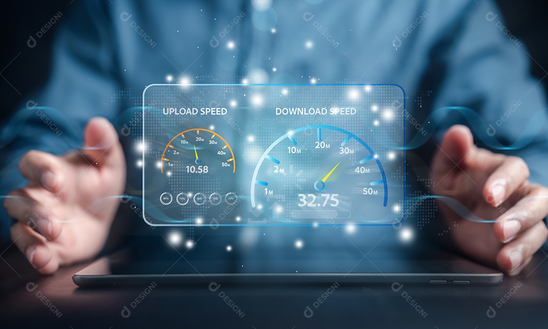 Tecnologia de rede de largura de banda de teste de velocidade de conexão rápida à Internet
