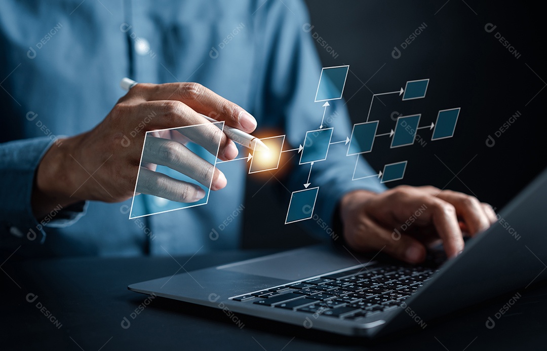 Fluxo de trabalho de gerenciamento de processo de planejamento de empresário.