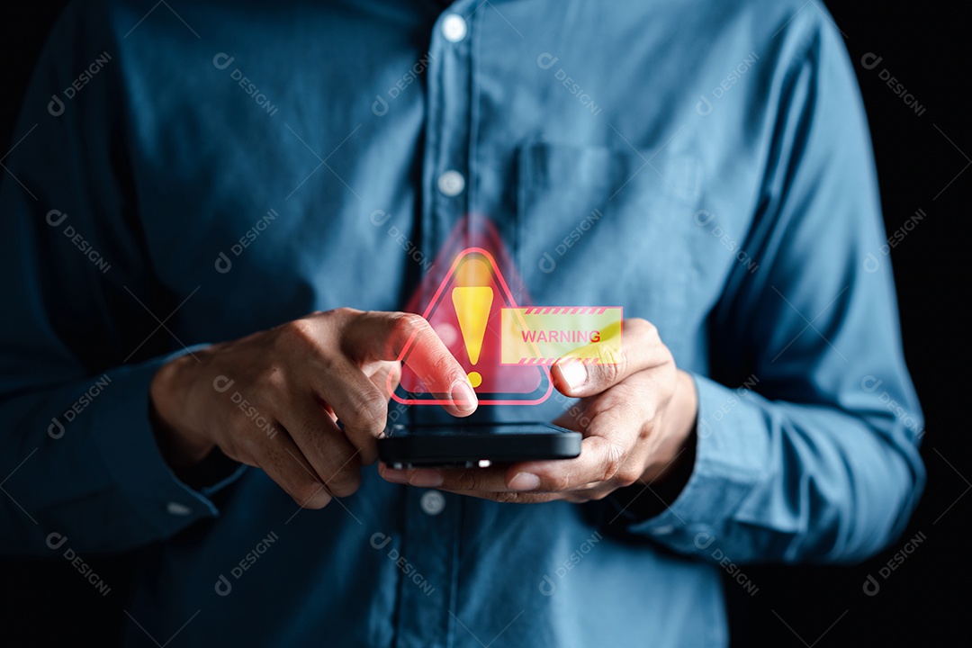 Sinal de advertência do sistema para erro de notificação e conceito de manutenção.