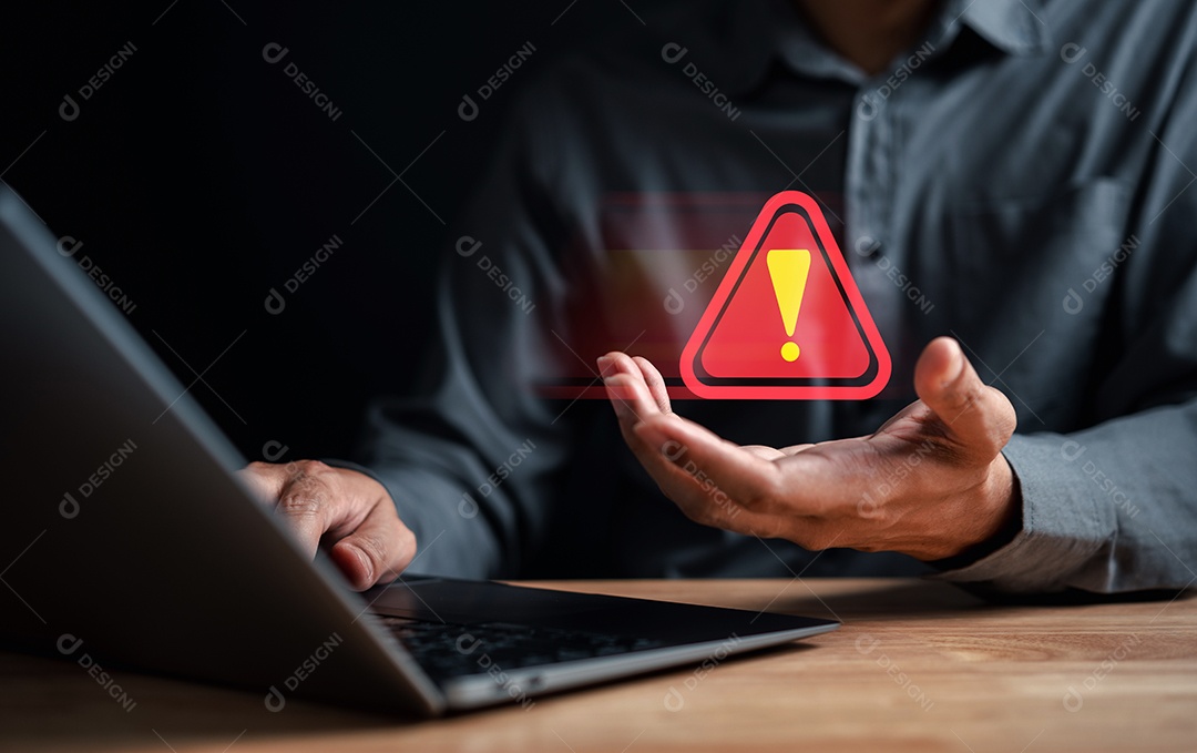 Sinal de advertência do sistema para erro de notificação e conceito de manutenção.