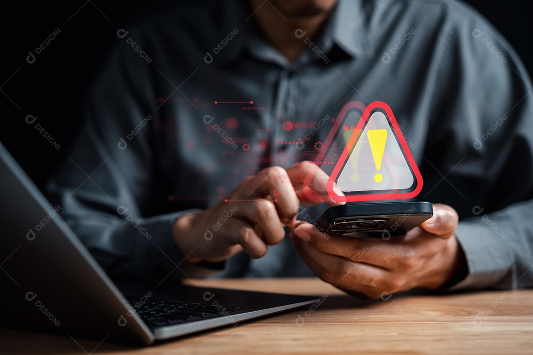 Sinal de advertência do sistema para erro de notificação e conceito de manutenção.