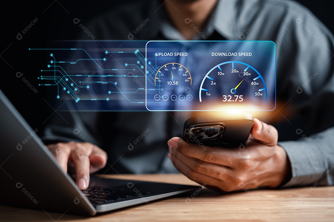 Tecnologia de rede de largura de banda de teste de velocidade de conexão rápida à Internet