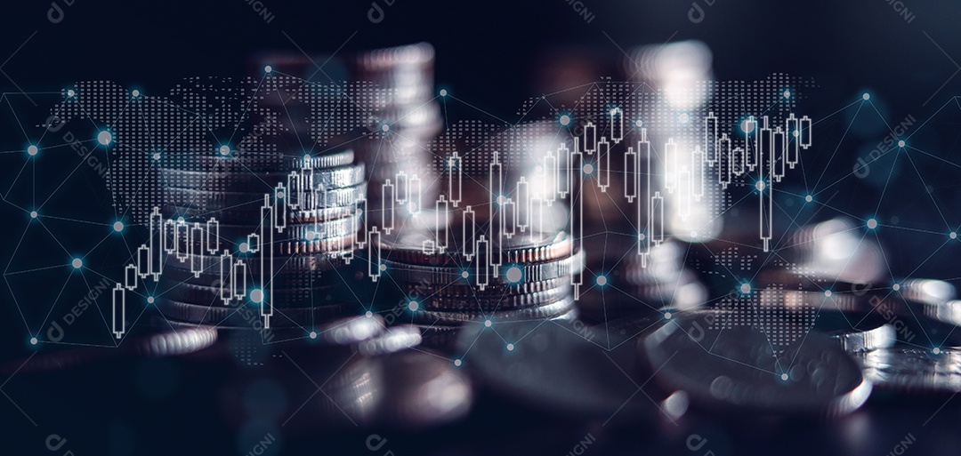 Finanças empresariais e conceito de investimento, ganho de capital crescimento econômico do dinheiro mundial.