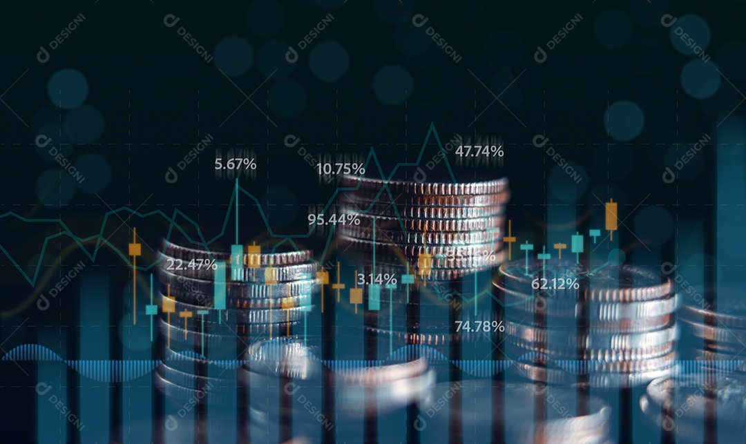 Finanças empresariais e conceito de investimento, ganho de capital crescimento econômico do dinheiro mundial.