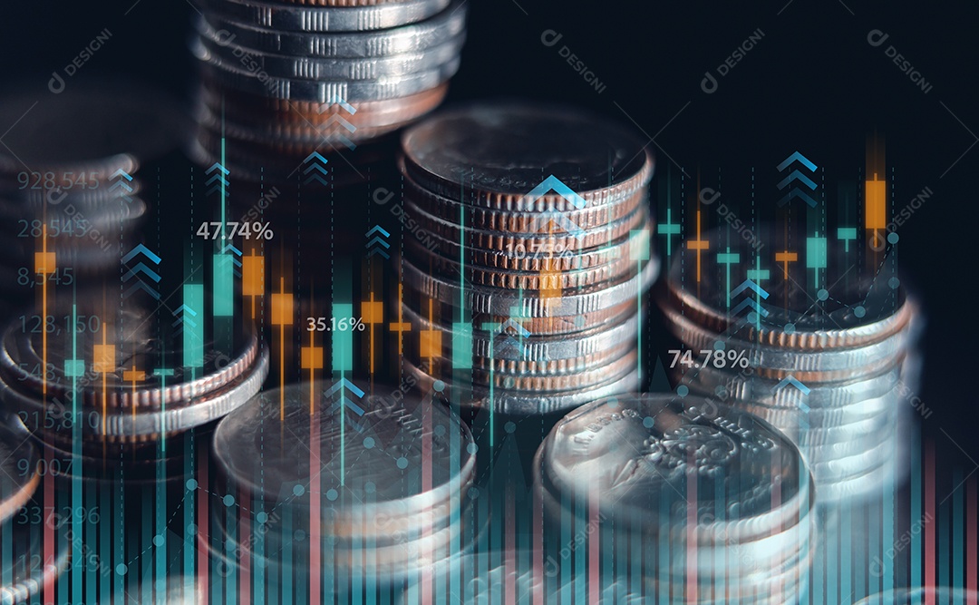 Finanças empresariais e conceito de investimento, ganho de capital crescimento econômico do dinheiro mundial.