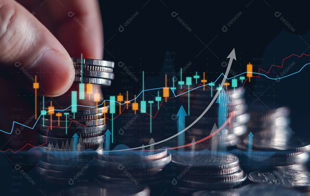 Finanças empresariais e conceito de investimento, ganho de capital crescimento econômico do dinheiro mundial.