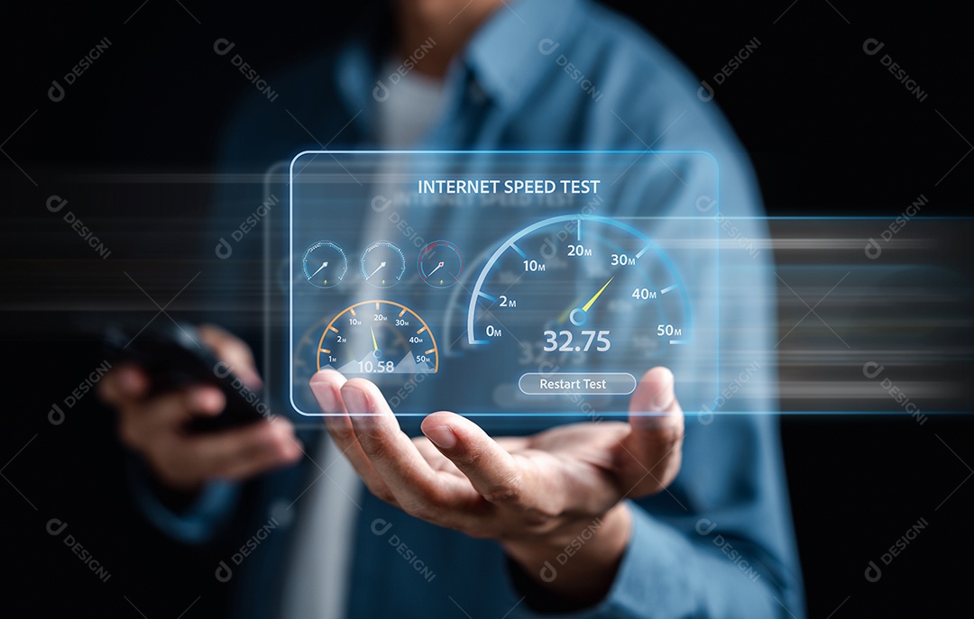 Tecnologia de rede de largura de banda de teste de velocidade de conexão rápida à Internet