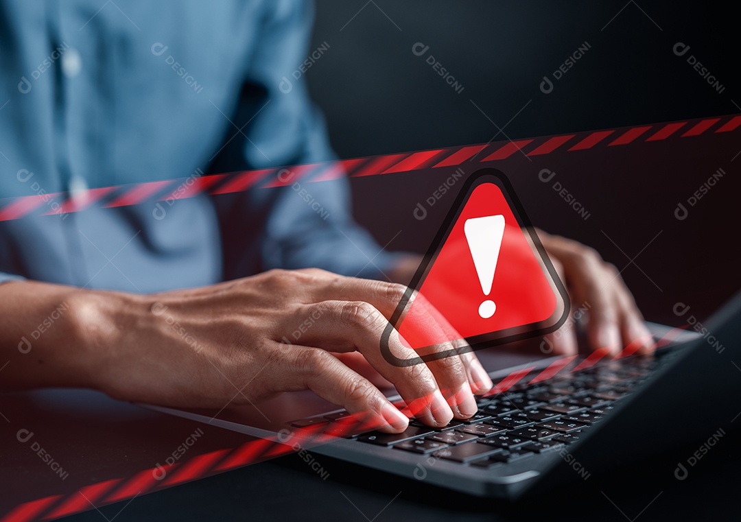 Sinal de advertência do sistema para erro de notificação e conceito de manutenção.
