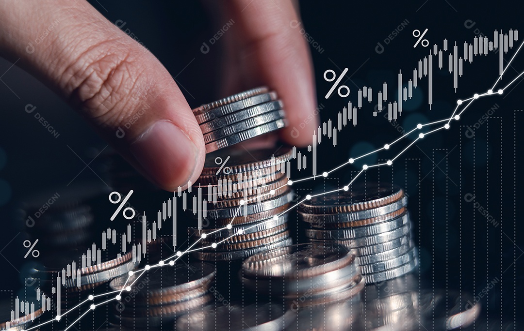Finanças empresariais e conceito de investimento, ganho de capital crescimento econômico do dinheiro mundial.
