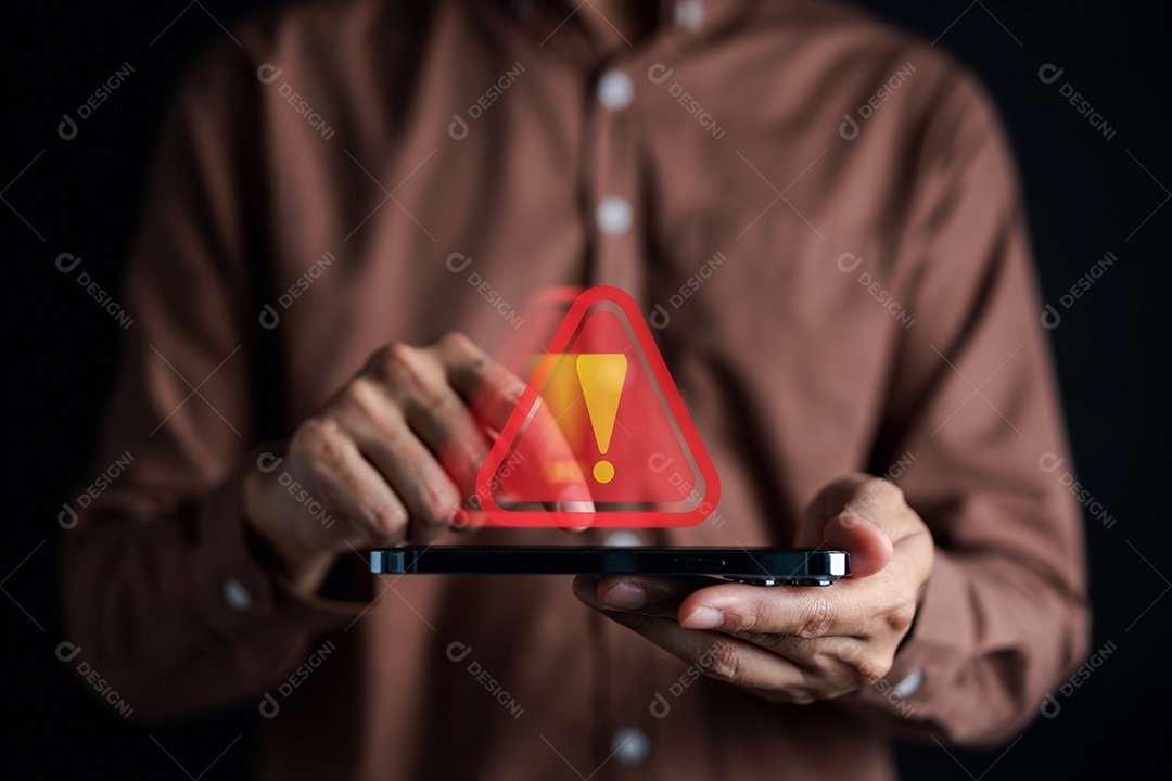 Sinal de advertência do sistema para erro de notificação e conceito de manutenção.