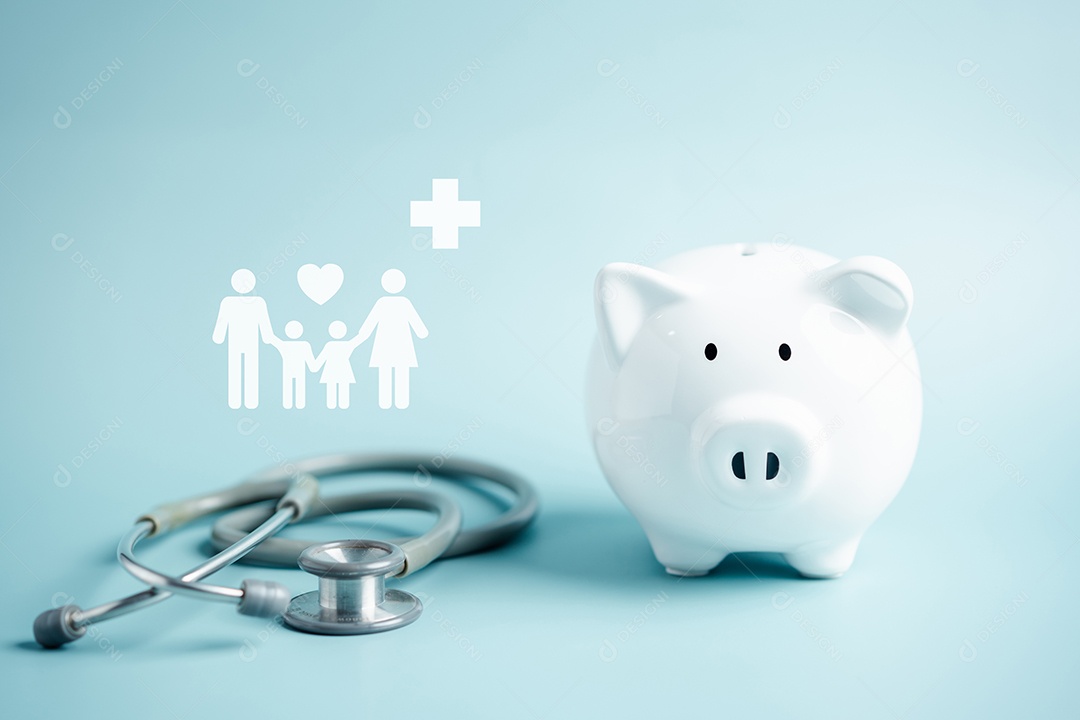 Economia de seguro de saúde e vida de proteger o conceito de família.