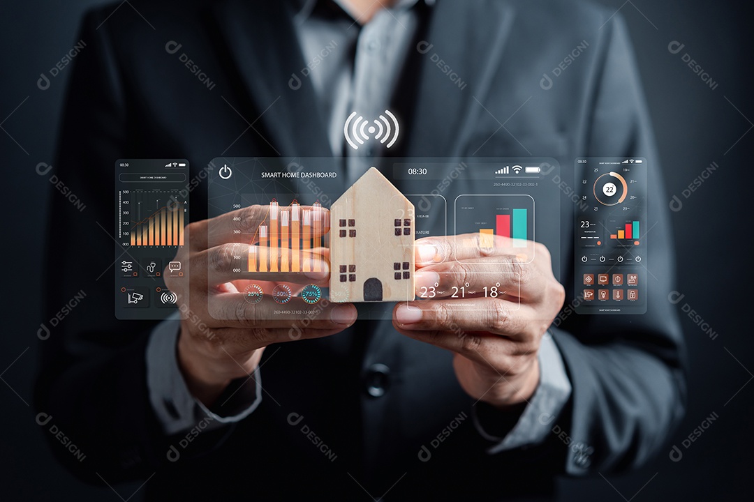 Controle remoto digital para casa inteligente no conceito de smartphone.