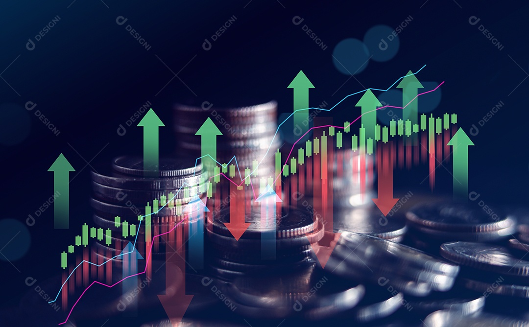 Finanças empresariais e conceito de investimento, ganho de capital crescimento econômico do dinheiro mundial.