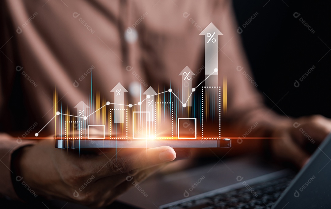 Finanças empresariais e conceito de investimento, ganho de capital crescimento econômico do dinheiro mundial.