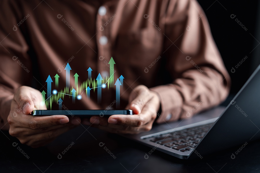 Finanças empresariais e conceito de investimento, ganho de capital crescimento econômico do dinheiro mundial.