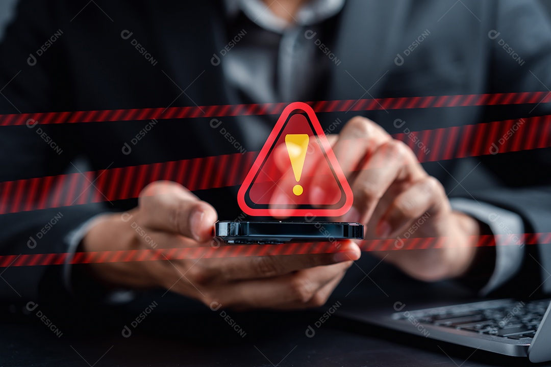 Sinal de advertência do sistema para erro de notificação e conceito de manutenção.