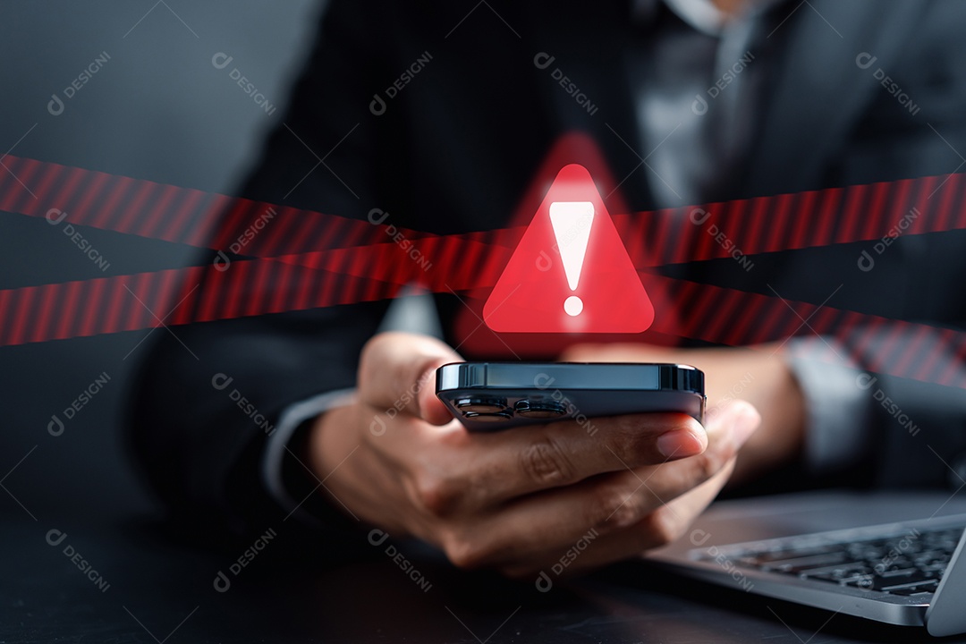 Sinal de advertência do sistema para erro de notificação e conceito de manutenção.