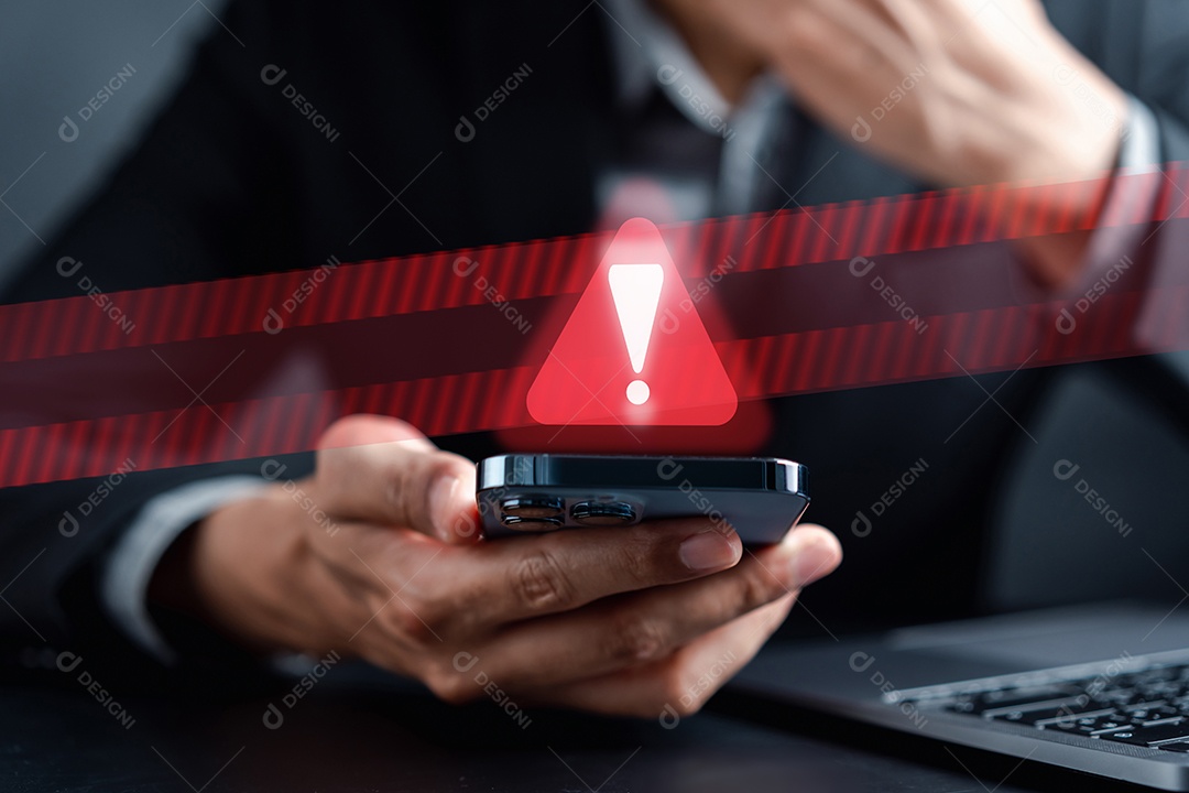 Sinal de advertência do sistema para erro de notificação e conceito de manutenção.