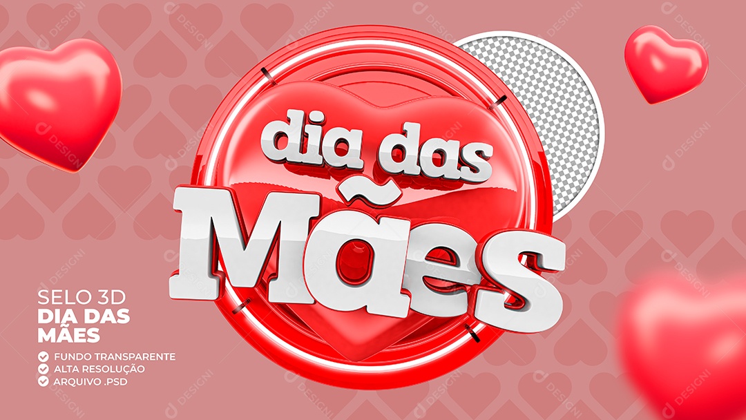 Selo 3D Do Dia Das Mães Para Composição PSD