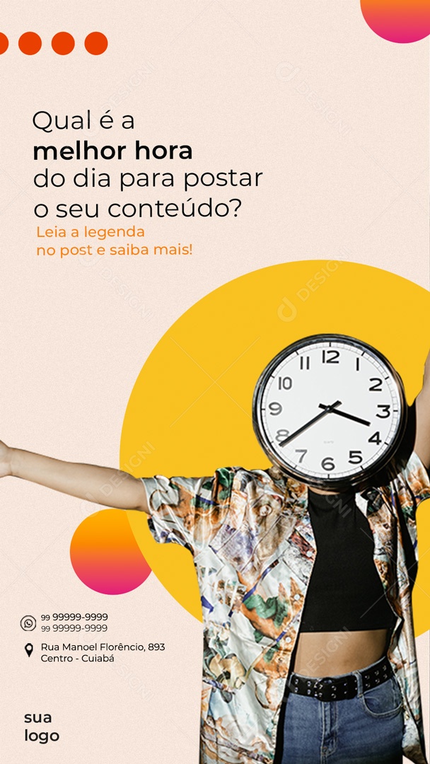 Social Media Story Marketing Digital Qual A Melhor Hora PSD Editavel