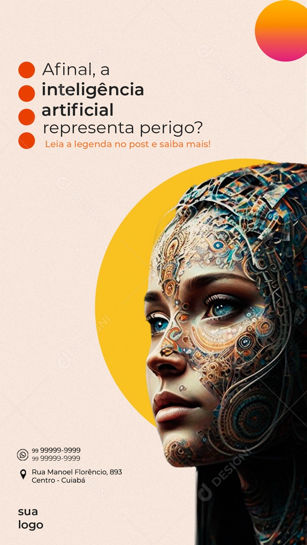 Social Media Story Inteligência Artificial Representa Perigo PSD Editável
