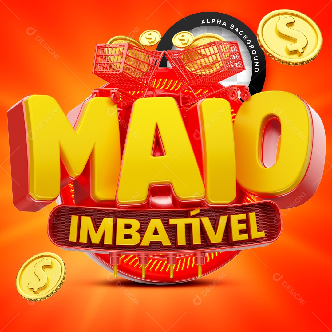 Selo 3D Maio Imbatível Compras Vermelho Para Composição PSD