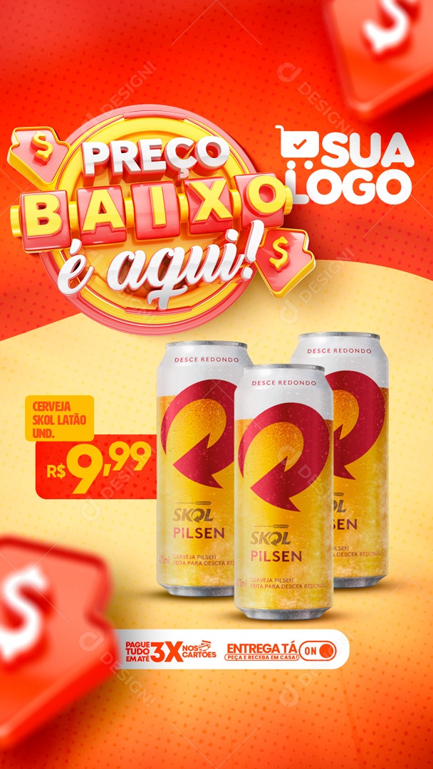 Social Media Story Preço Baixo Aqui Cerveja PSD Editavel