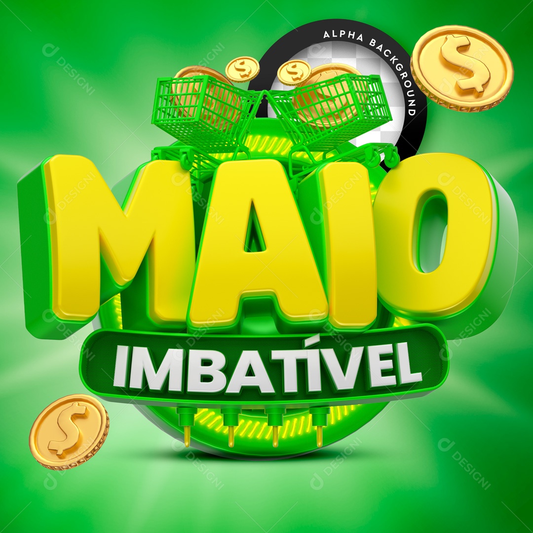 Selo 3D Maio Imbatível Compras Verdes Para Composição PSD