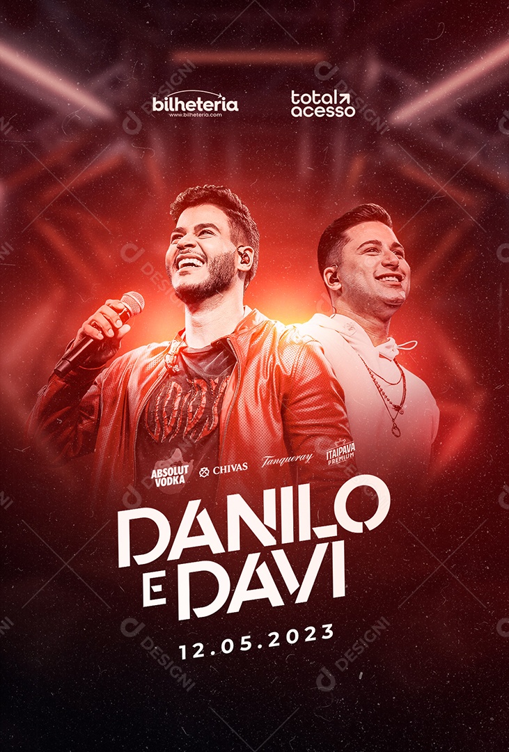 Show Sertanejo Flyer Danilo E Davi Social Media PSD Editável