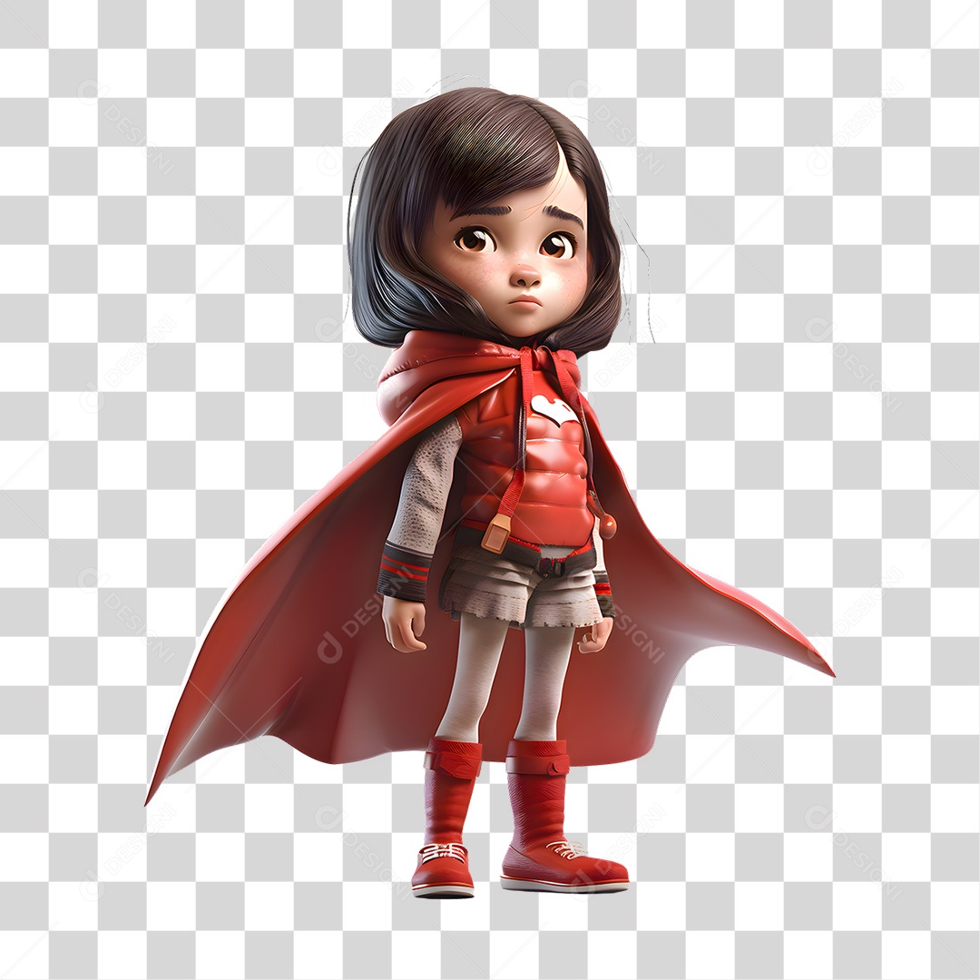 Menina Super Herói 3D PNG Transparente