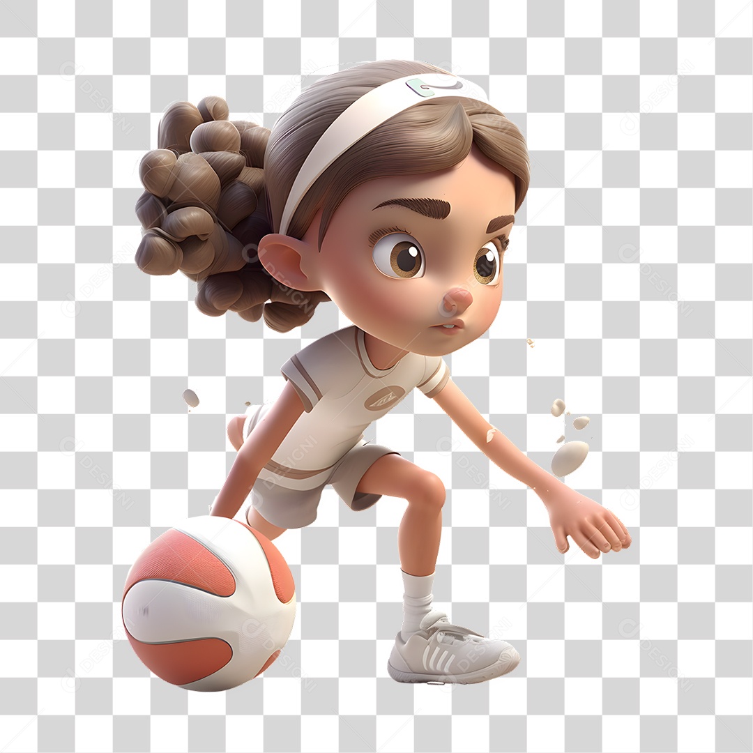 Jogadora de Basquete 3D PNG Transparente