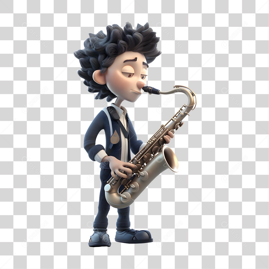 Músico Saxofone 3D PNG Transparente