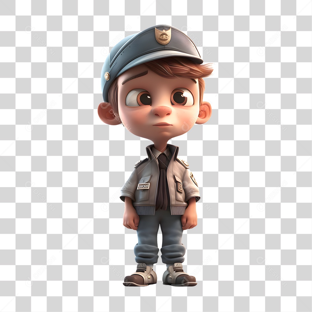 Personagem Policial 3D PNG Transparente