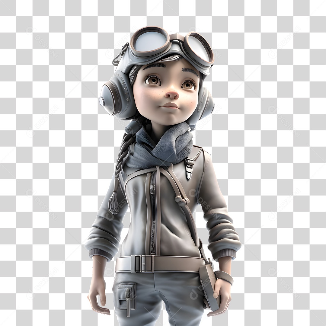 Personagem Piloto 3D PNG Transparente