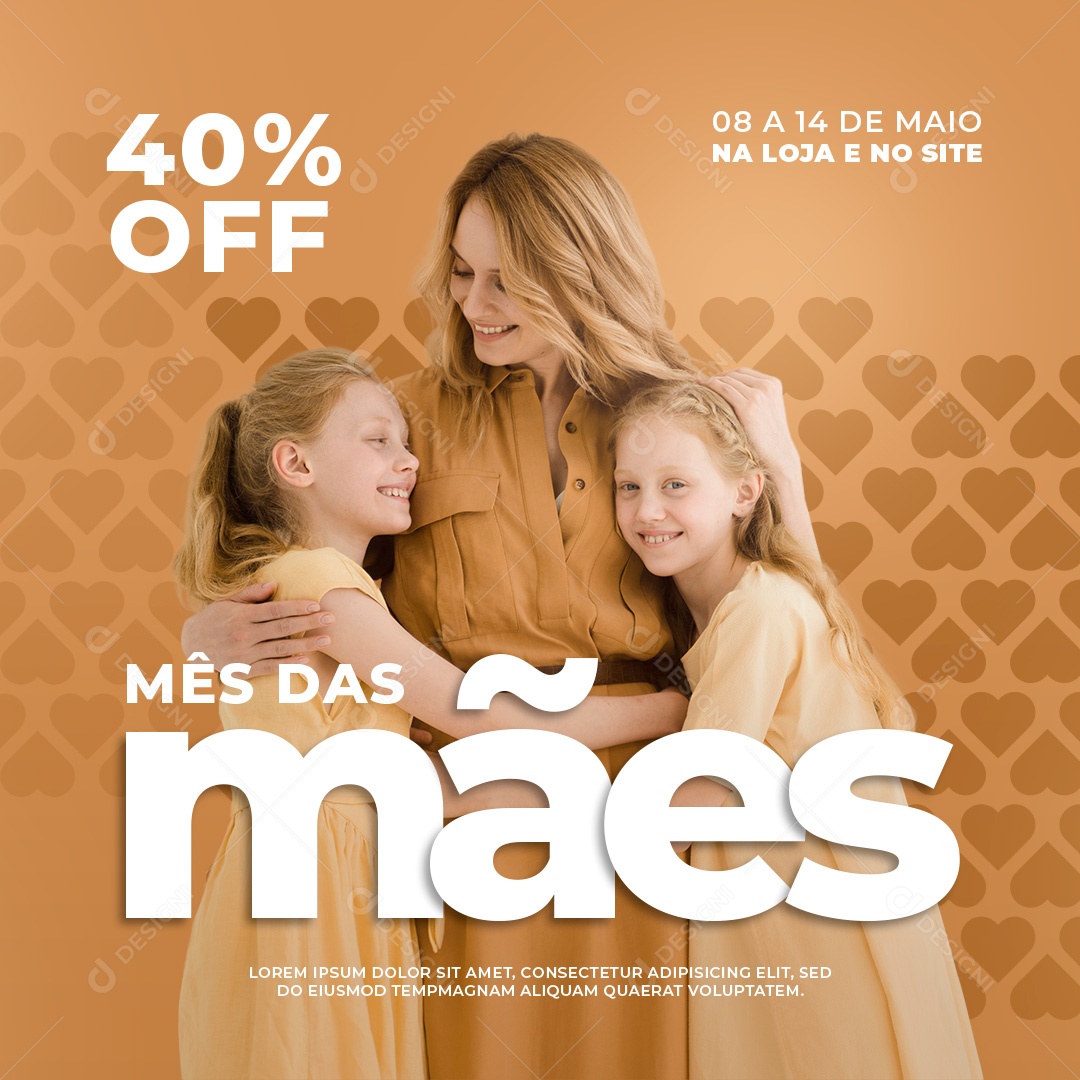 Social Media Mês Das Mães 40% Off PSD Editavel