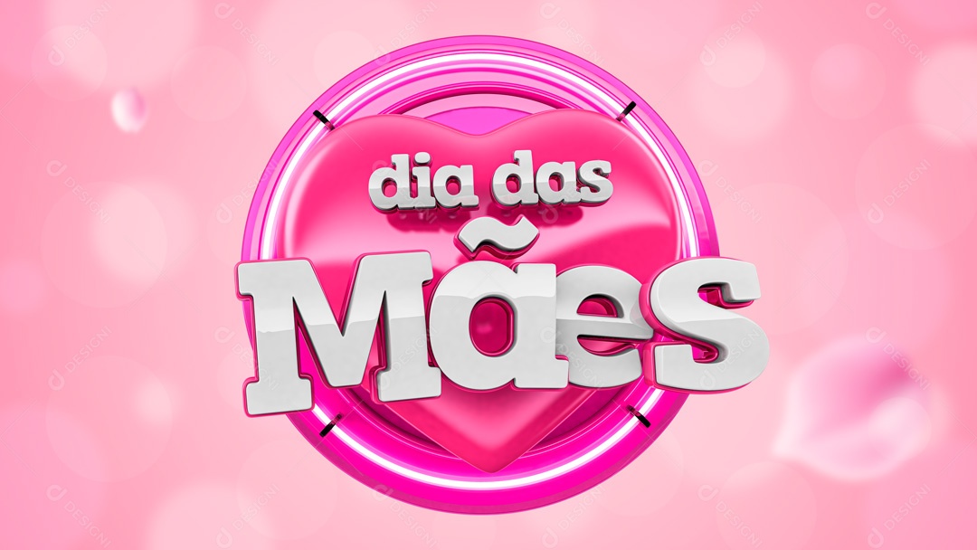 Selo 3D Dia Das Mães Rosa Para Composição PSD