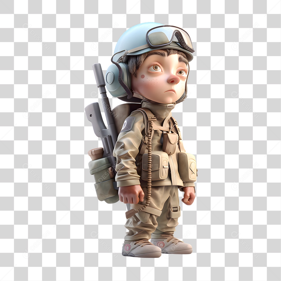 Soldado 3D Garota de Uniforme PNG Transparente