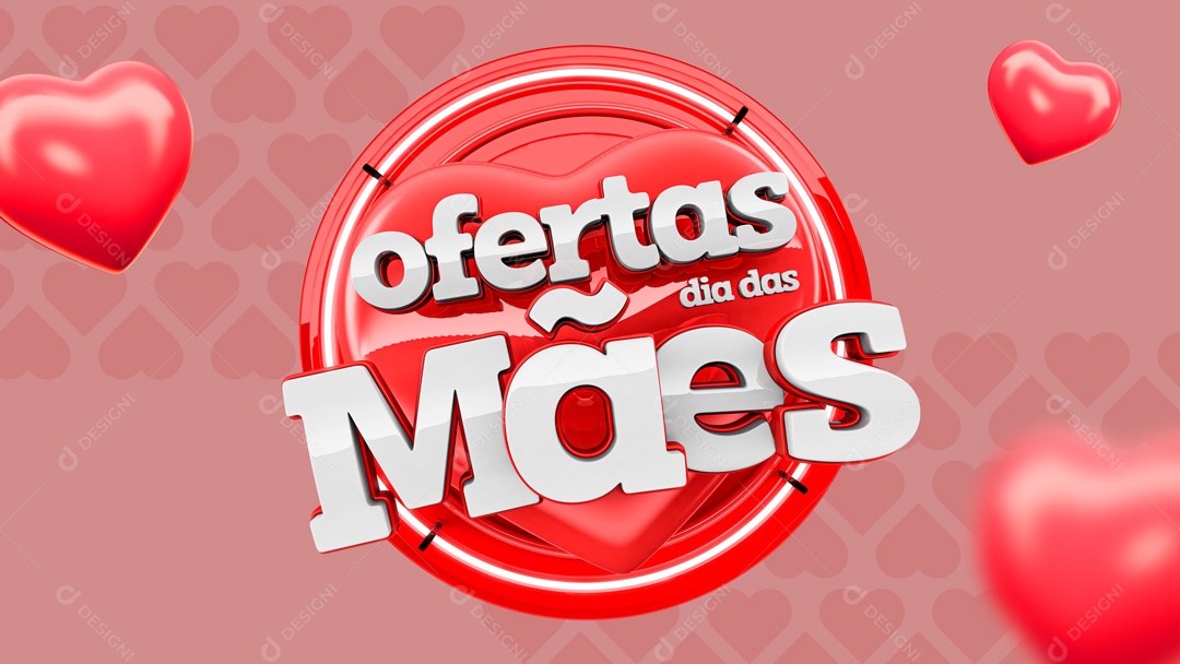 Selo 3D Ofertas Das Mães Coração Vermelho Para Composição PSD