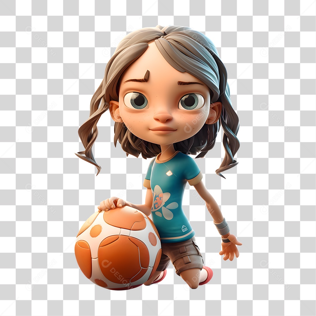 Jogadora de Futebol 3D PNG Transparente