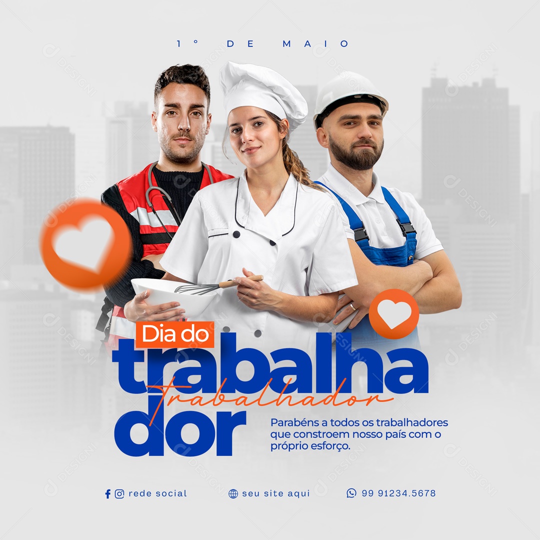 Social Media Dia Do Trabalhador Próprio Esforço PSD Editável