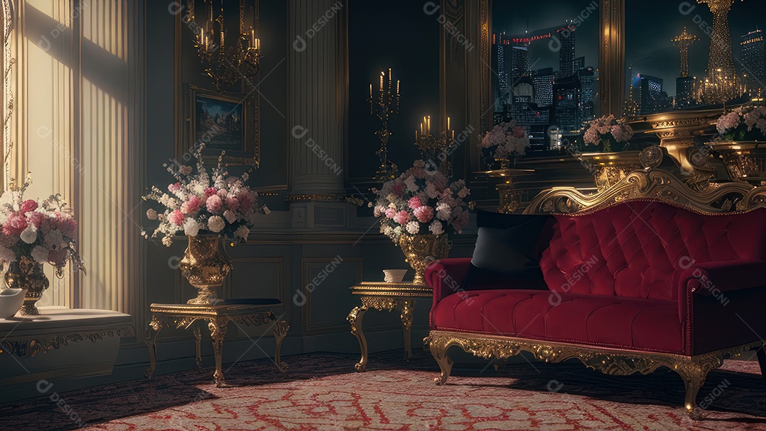 Linda imagem realista de interior de uma igreja.